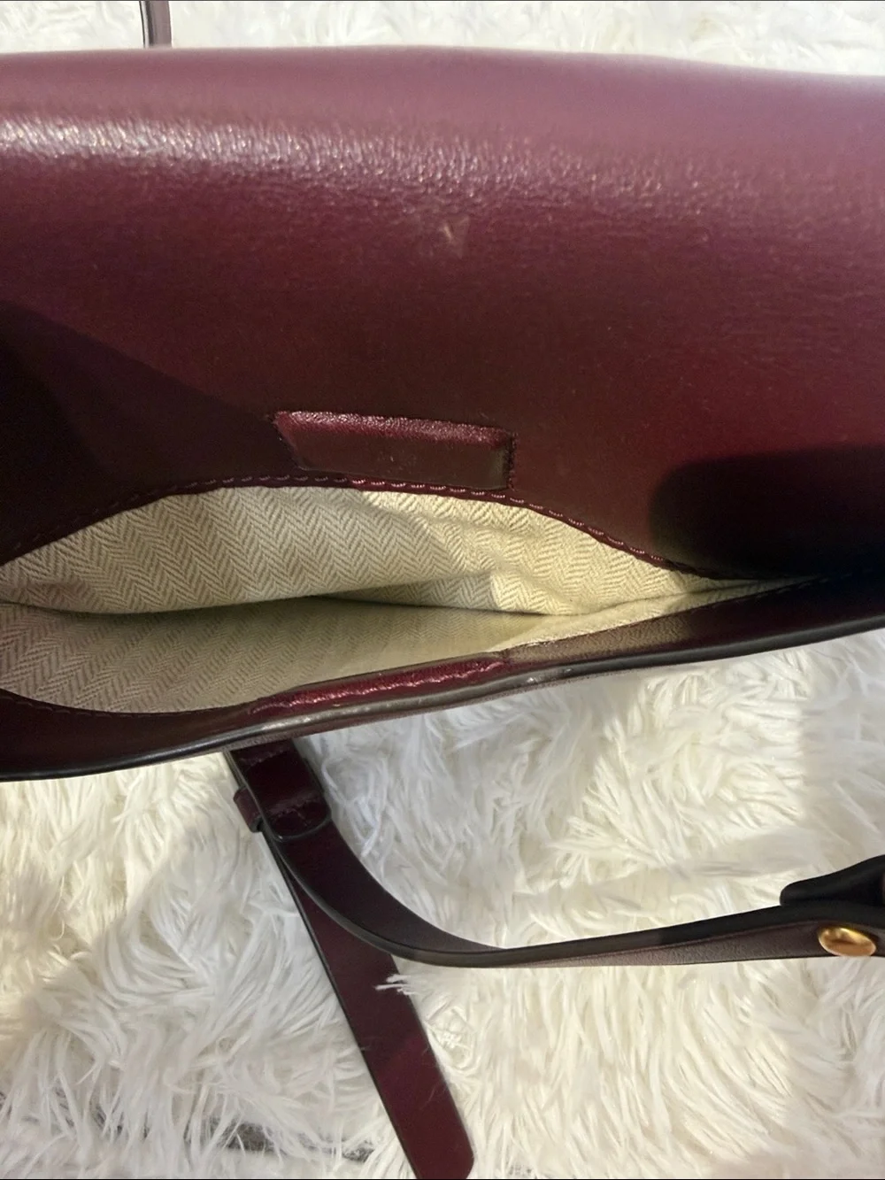 Tory Burch Burgundy Leather Miller Crossbody Bag